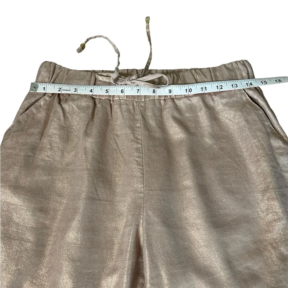 Ellen Tracy Rose Gold Metallic Linen Blend Wide Leg
Drawstring Pants Small - Picture 6 of 7